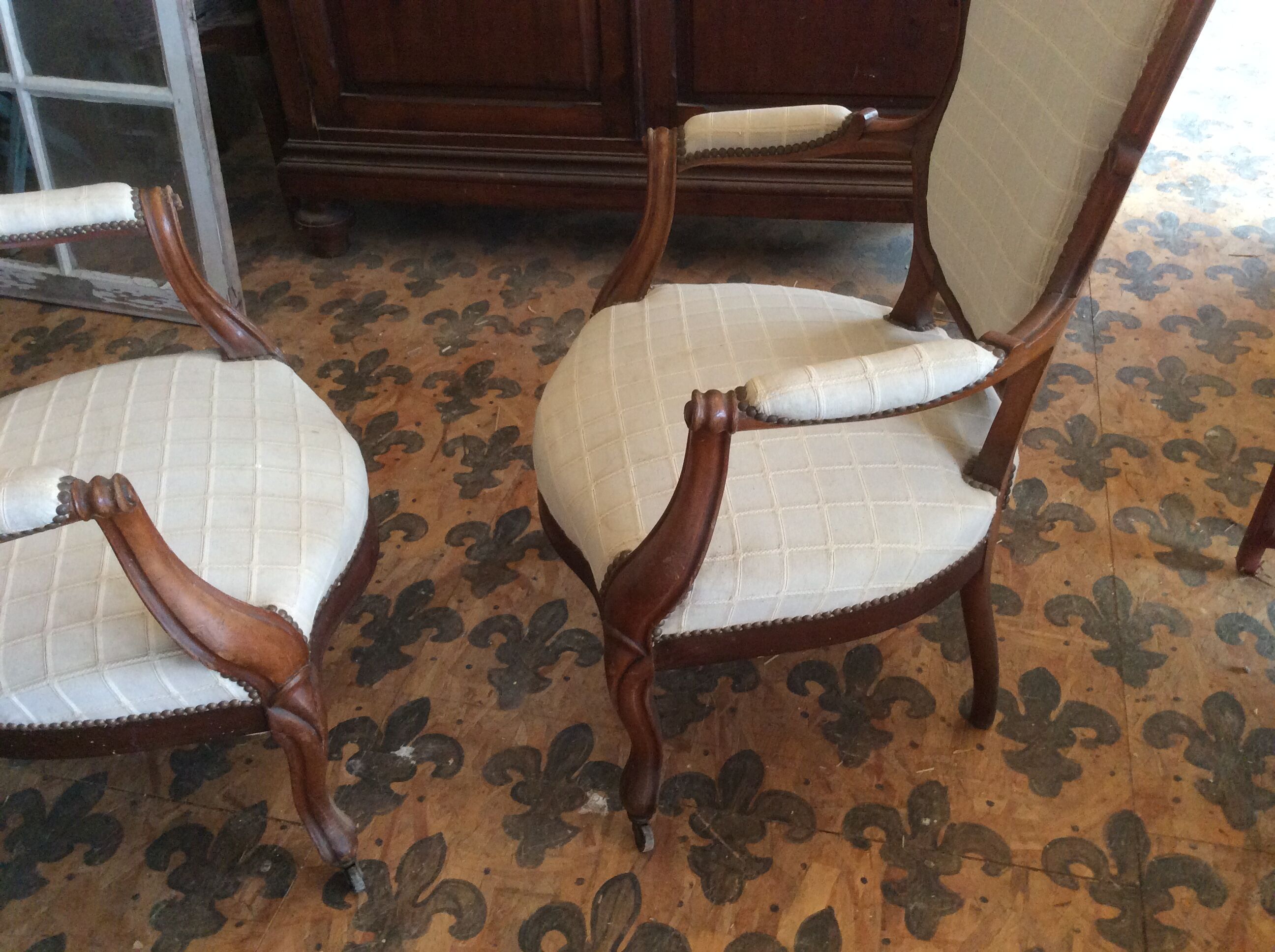 Louis XV style convertible armchairs