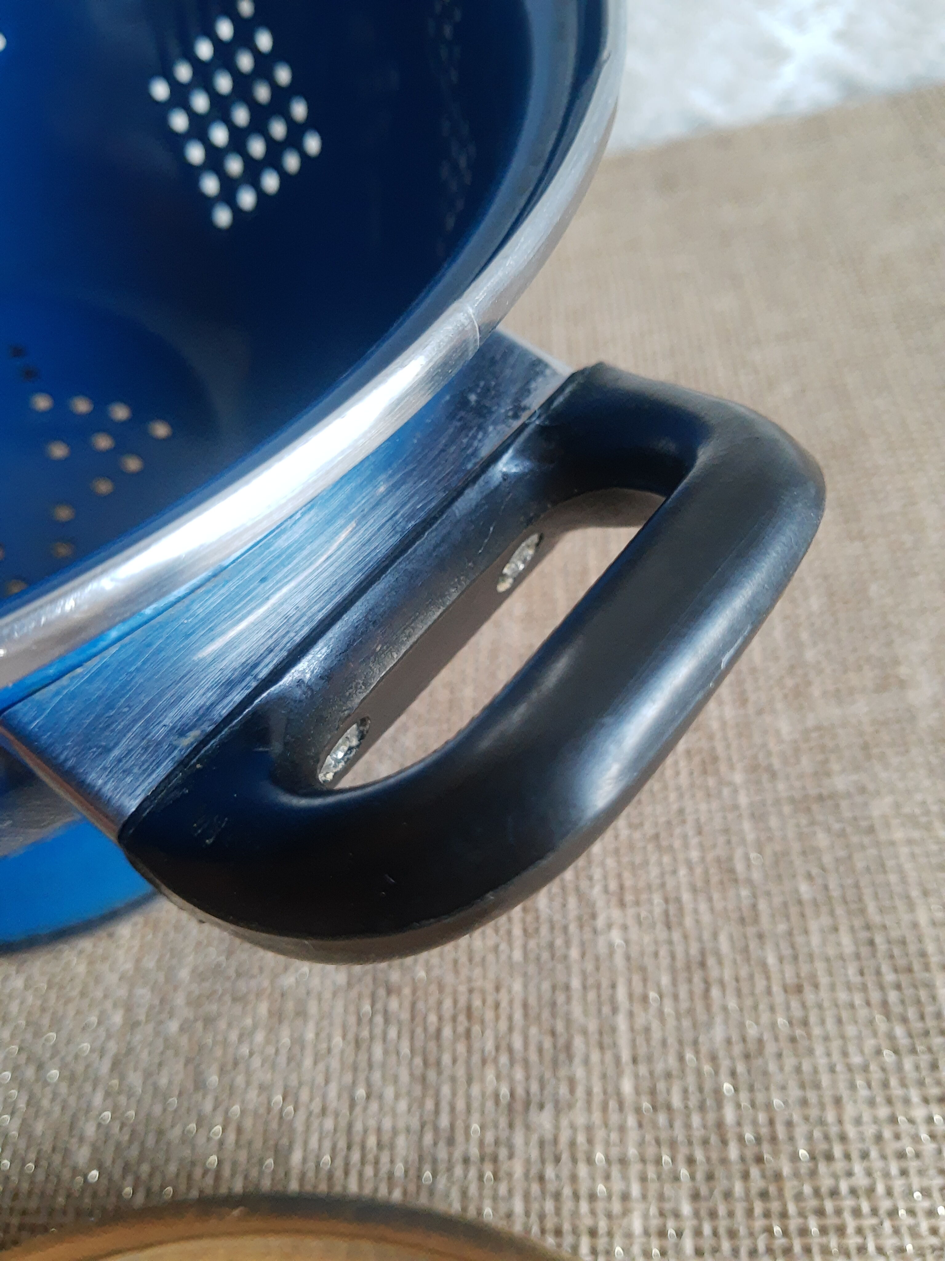Vintage blue enamelled strainer