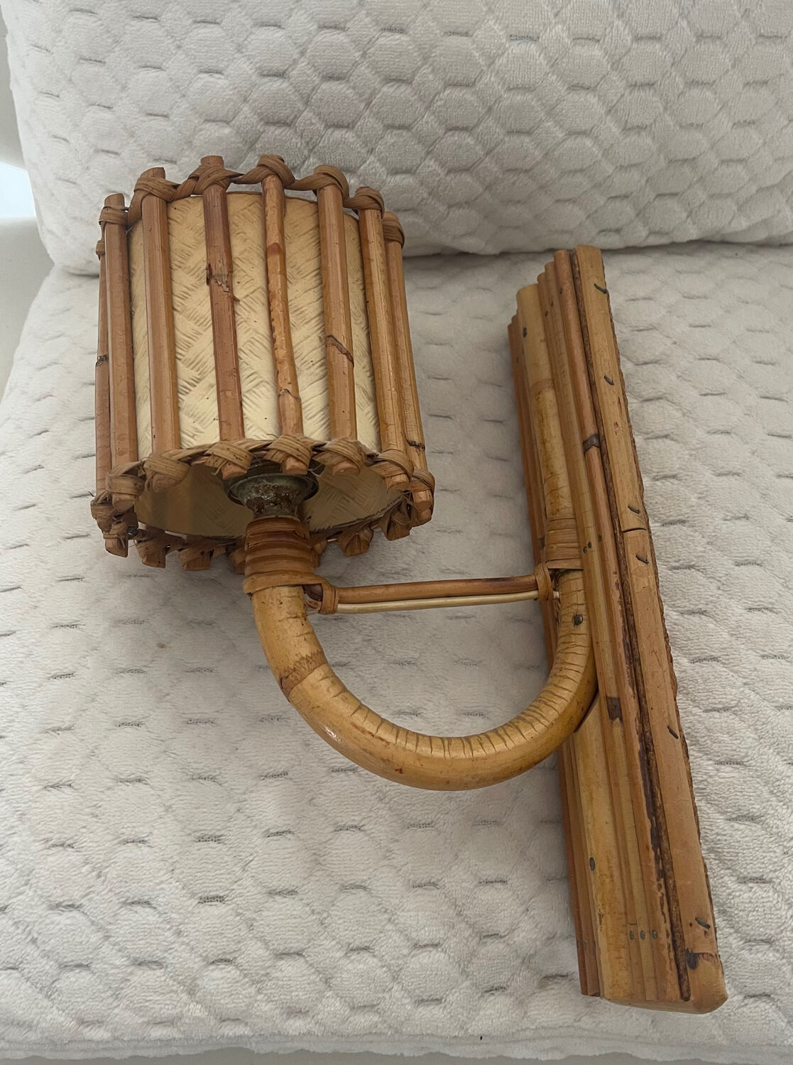 Bamboo and rattan wall light