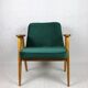 366 Lounge Chair in Green Velvet by Józef Chierowski, 1970s