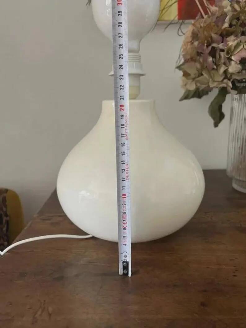 Vintage White Crackled Glazed Ceramic Lamp | Stoneware Base Varnished Light Bohemian Chic Artisan Table Bedside Lamp