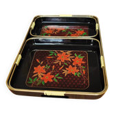 Set of Three Japanese Lacquered Plastic Trays ESIA 1970s