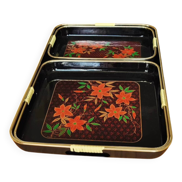 Set of Three Japanese Lacquered Plastic Trays ESIA 1970s