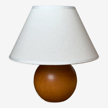 Lampe pied boule en bois