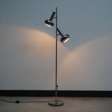 Lampadaire à deux têtes en chrome, années 1970