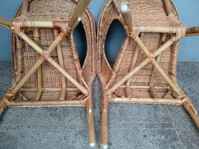 Pair of vintage rattan armchairs
