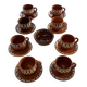 Coffee service composed of 17 pieces, 8 cups, 8 saucers and a sugar bowl, artisanal