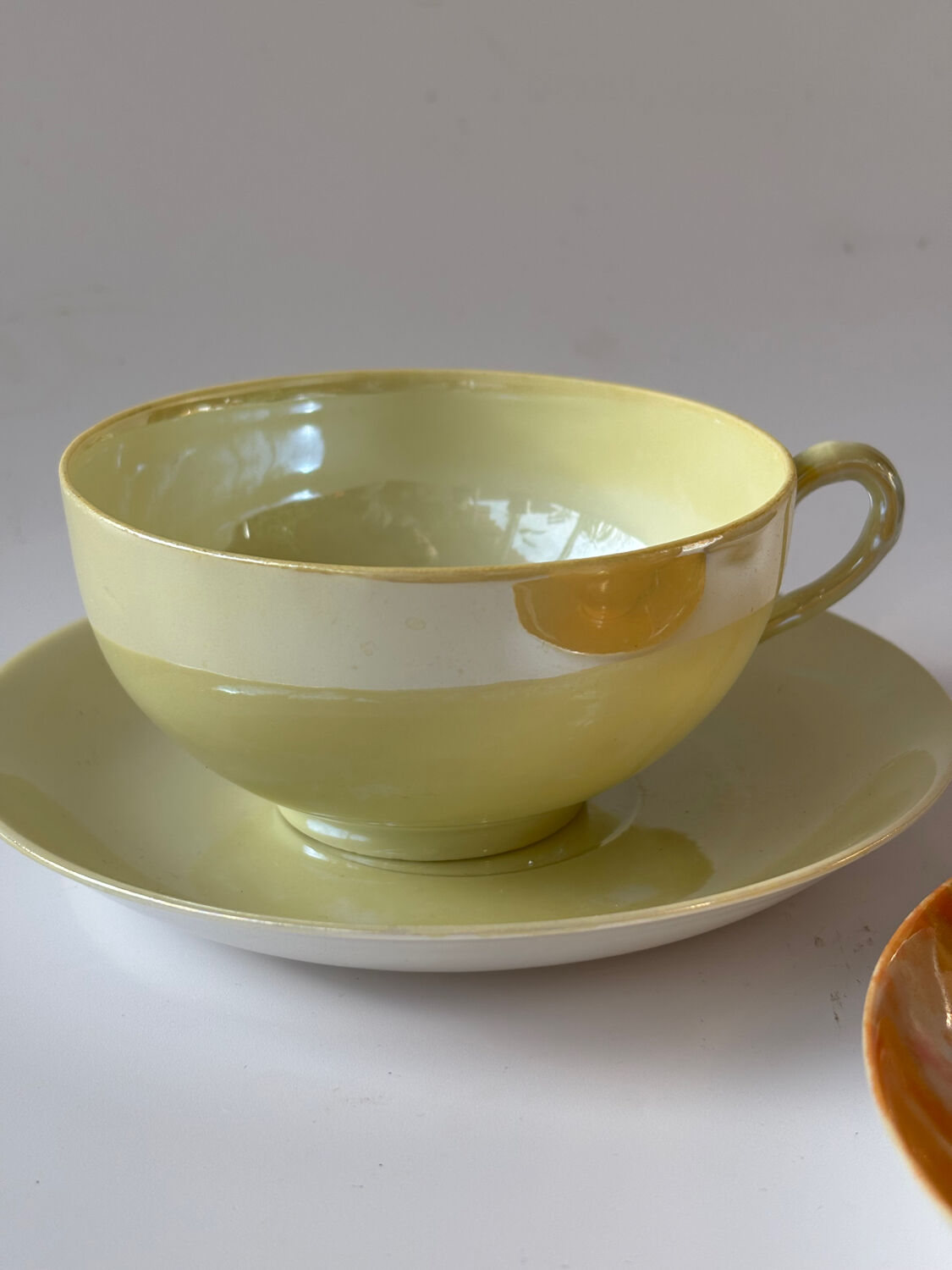 Iridescent fine porcelain teacups
