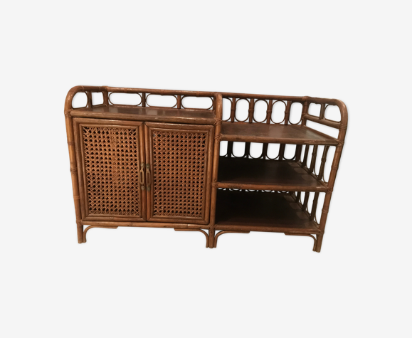 Meuble bas double rotin
