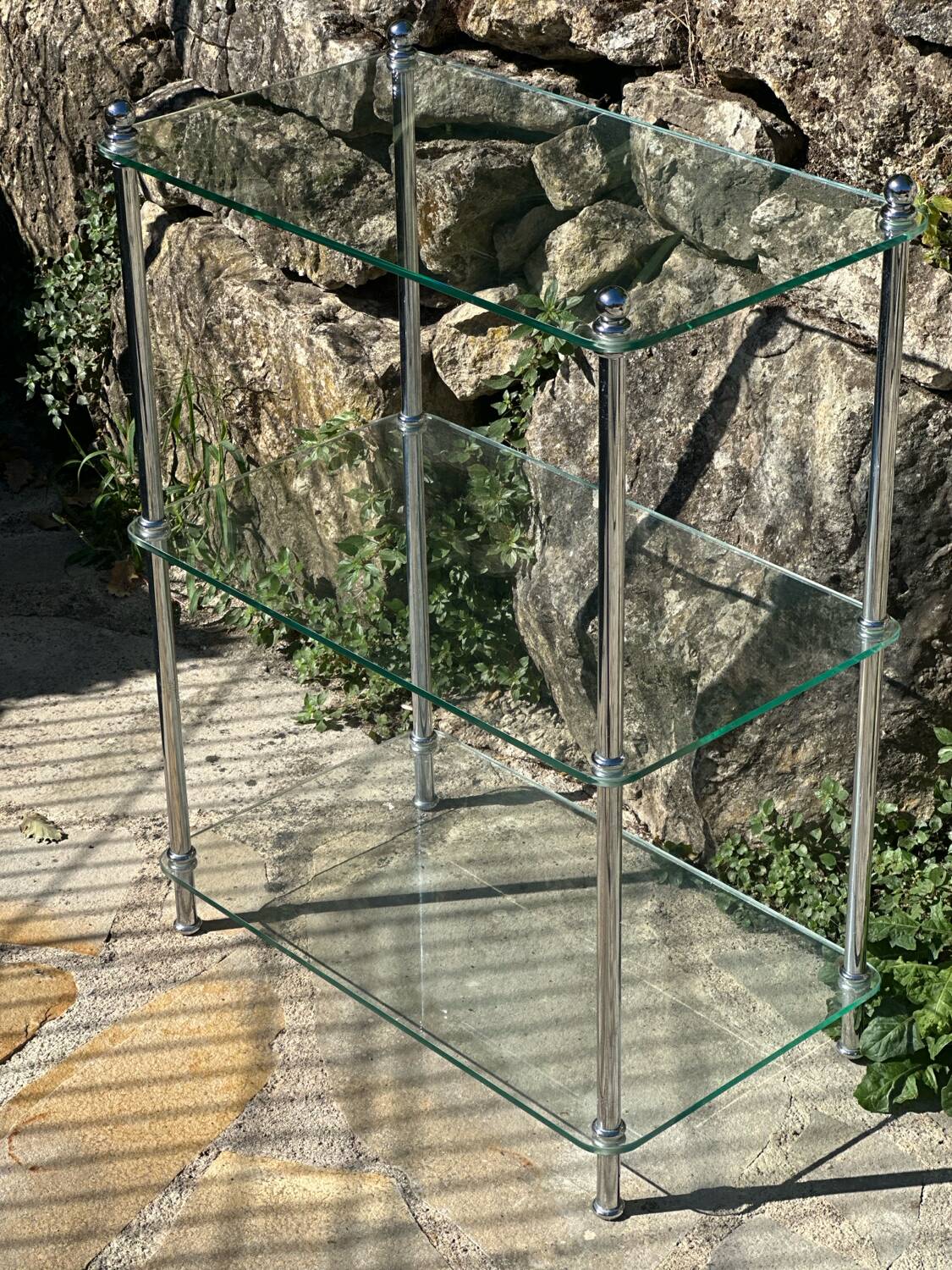 Small shelf in glass and chrome