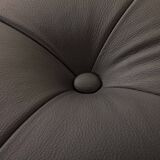 Mid century large ottoman in black leather, 1970s