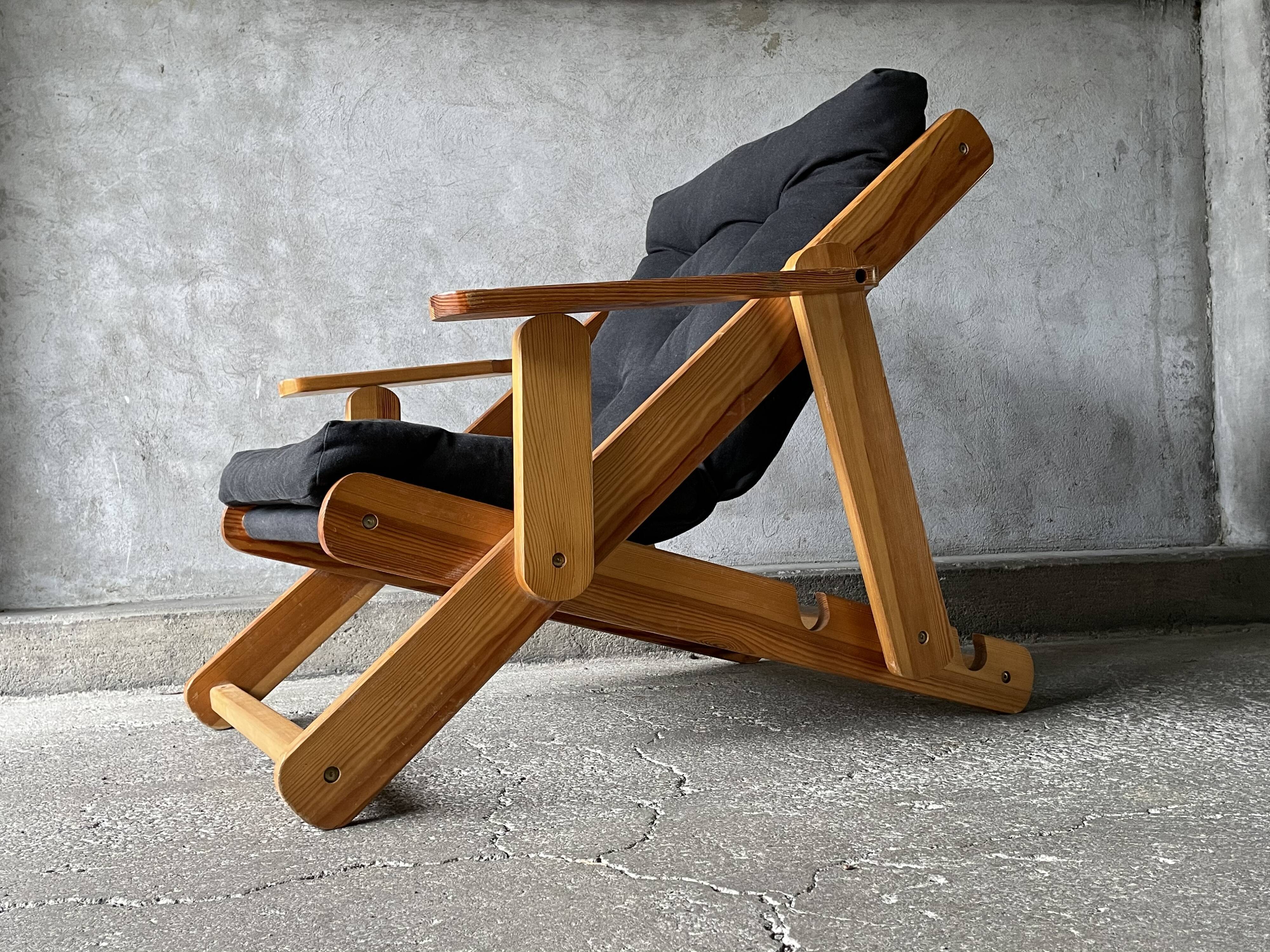 Fauteuil scandinave inclinable et pliable par Gillis Lundgren, 1970s