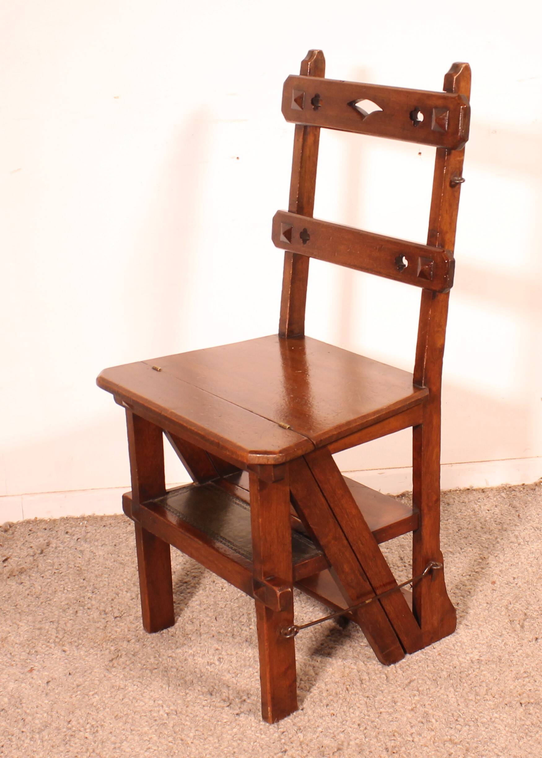 Transformable Library Step Stool into Chair - 19th Century