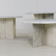 Ensemble de 3 tables d'appoint en marbre en forme de goutte d'eau, table basse vintage.