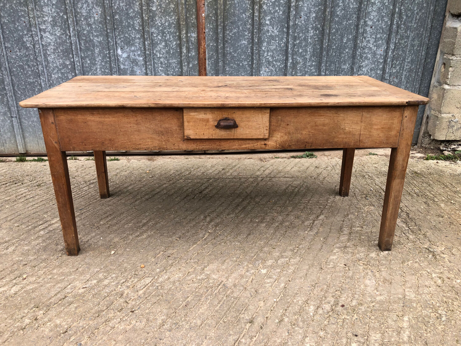 Antique cherry farmhouse table with 3 drawers