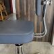 Swivel office chair in Roneo style, grey faux leather with vintage chrome.
