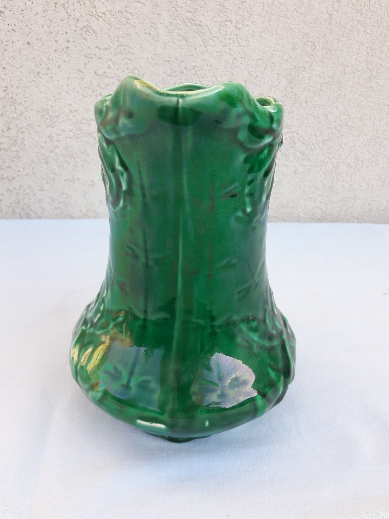 Green ceramic pitcher