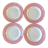 4 assiettes creuses Saint-Amand années 60 rose bonbon pastel