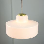 Mid-century Italian White Glass and Brass Pendant Lamp