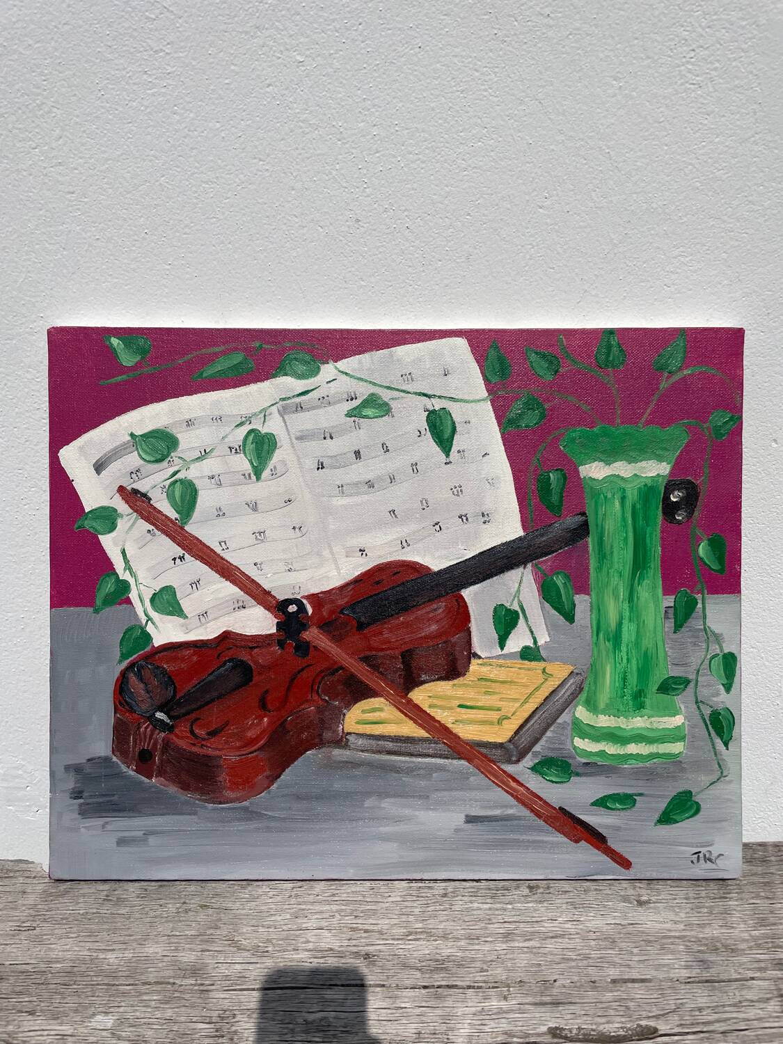 Still life with vase and violin