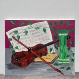 Still life with vase and violin