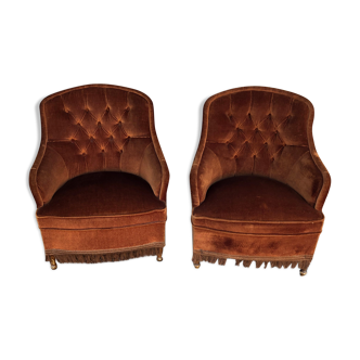 vintage chairs in squirrel brown velvet