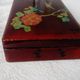 Old lacquered wooden box with china or japan decoration, bird and flower