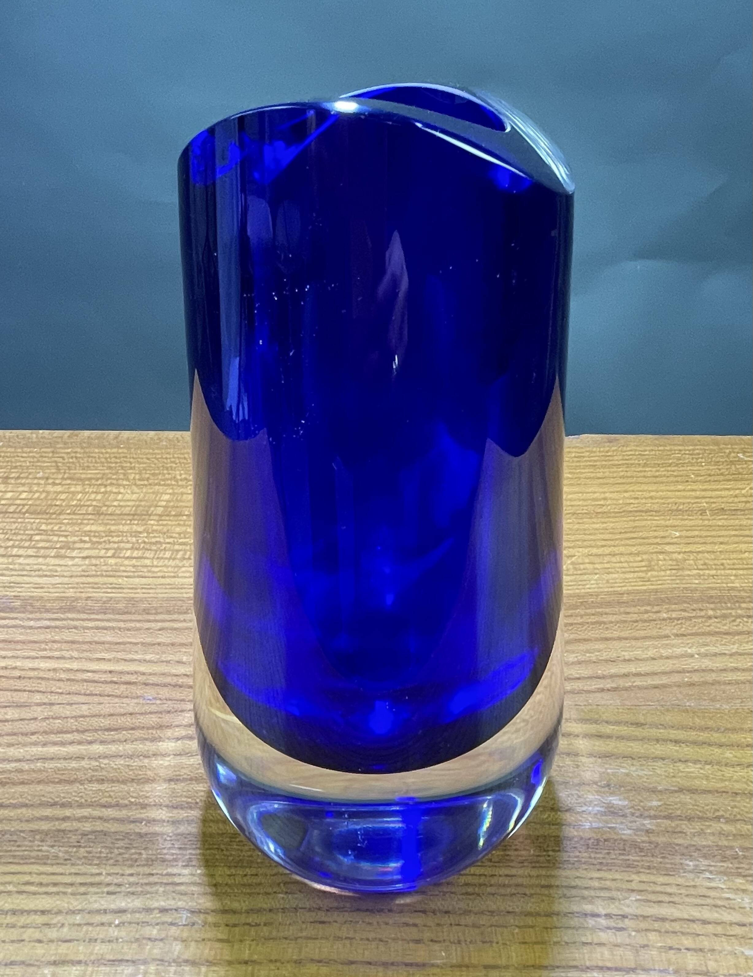 Blue glass vase