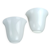 Appliques demi cloche en verre opalin, 1970