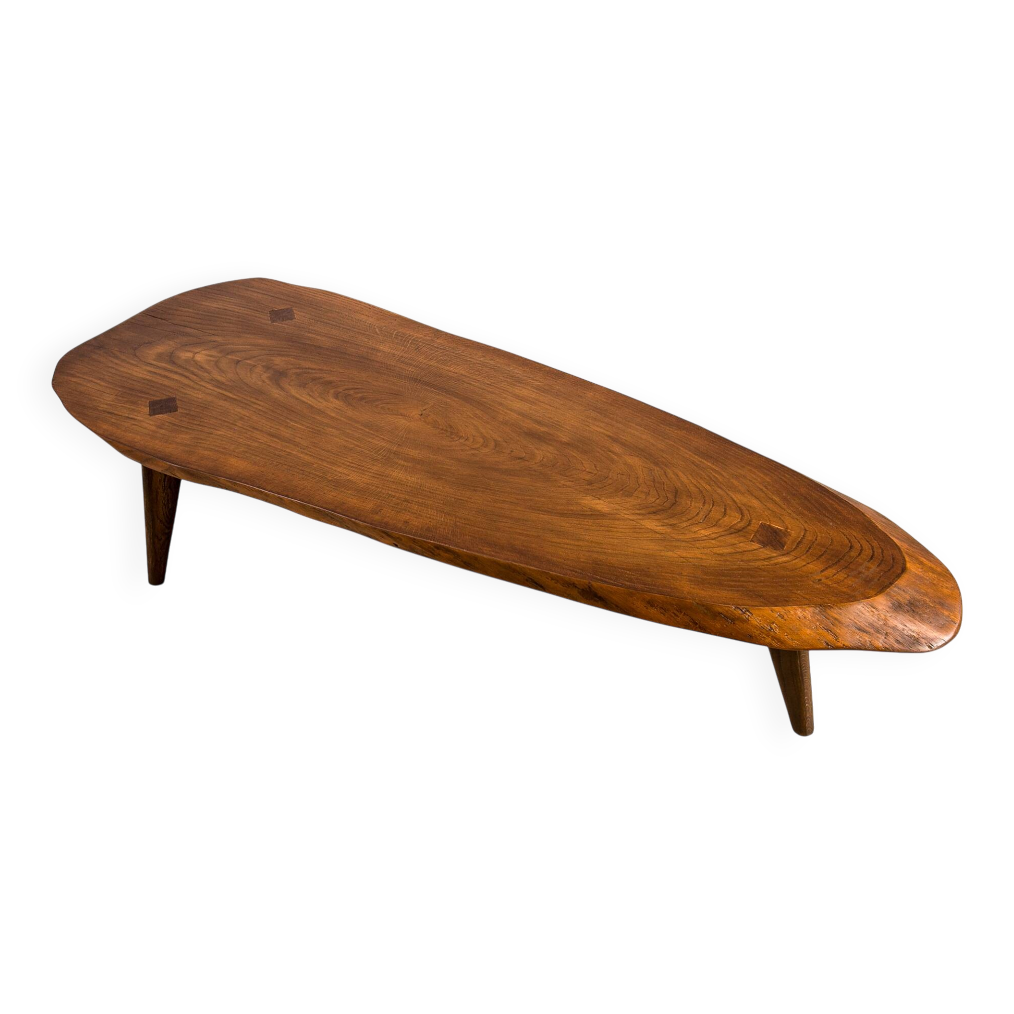 Brutalist Solid Oak Slab Coffee Table, Central Europe, 1960s–1970s