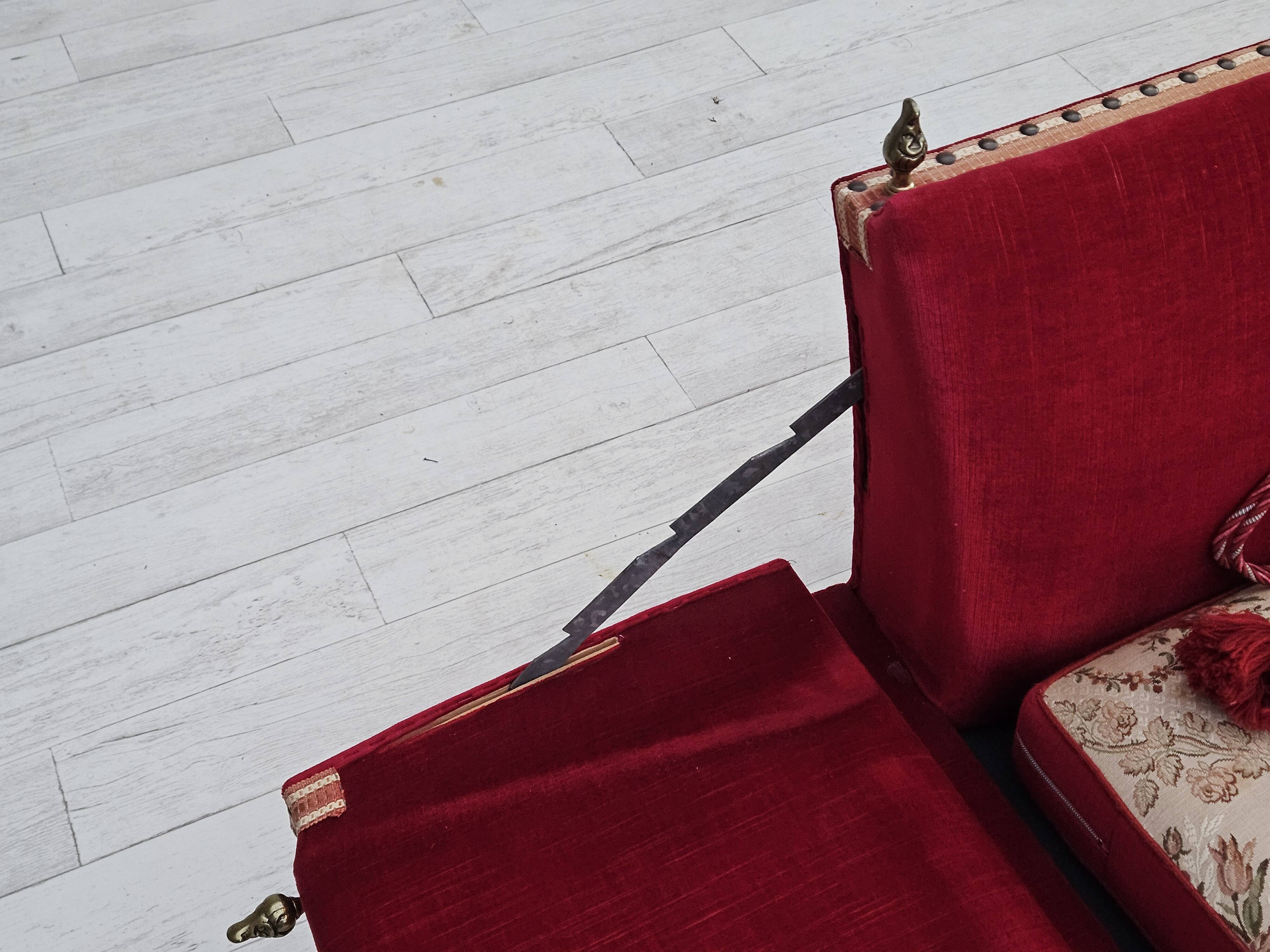 1970s, Danish "Spanish" sofa, original condition, furniture velour.