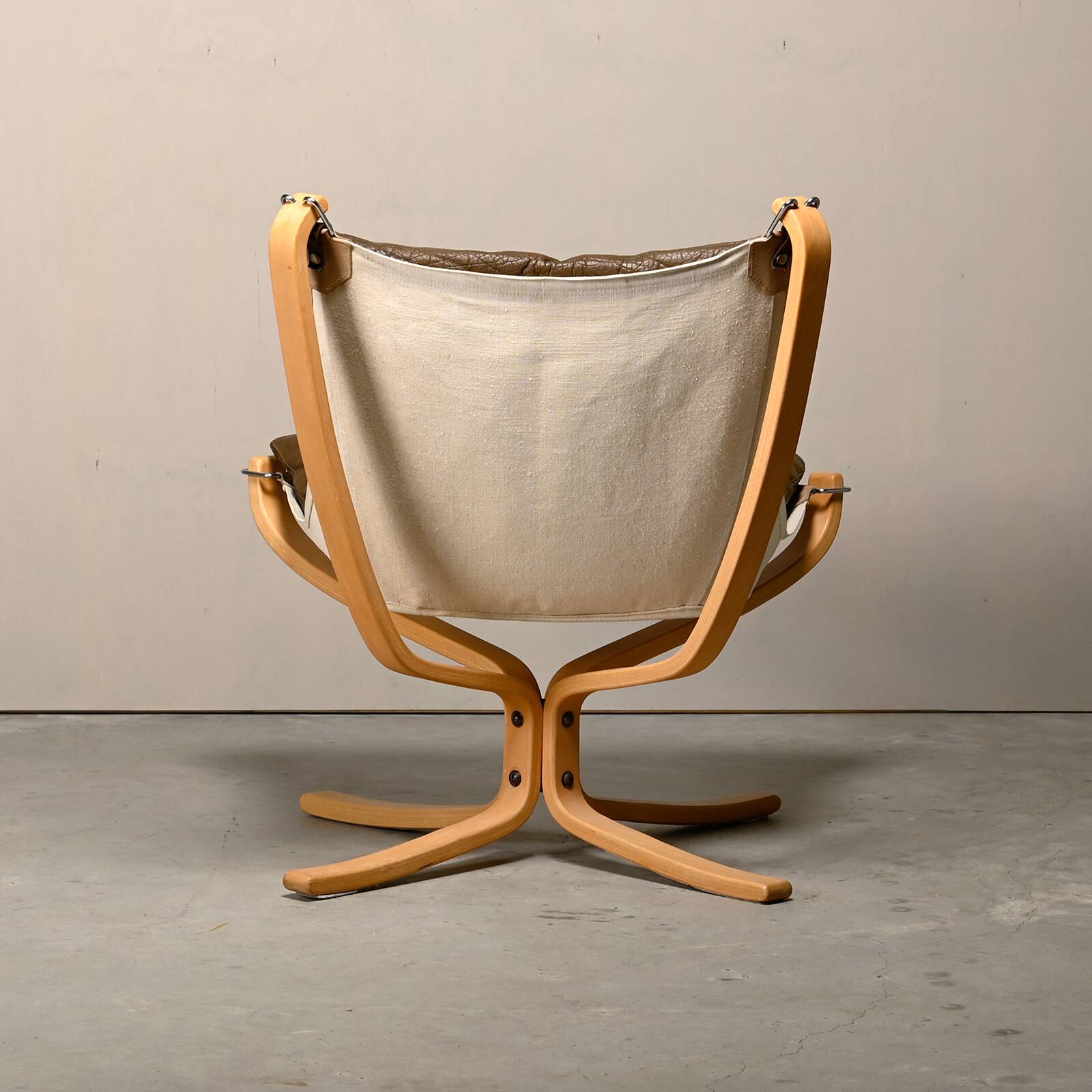 Sigurd Ressell Falcon Chair with Ottoman in brown leather for Vatne Møbler,