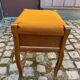 Louis XV piano stool in solid oak wood and orange fabric