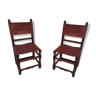 Paire de chaises cuir et chêne