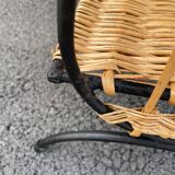 Wicker lyre side table