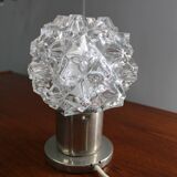 Mid Century Czech Crystal Glass Table Lamp, 1970s Chrome Base
