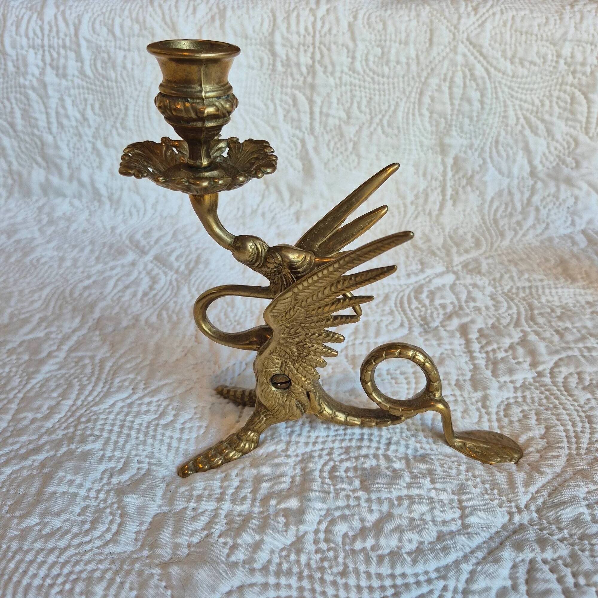 Pair of candlesticks with a winged dragon design – Napoleon III style