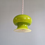 Vintage suspension trio in green opaline, 1960s-70s.