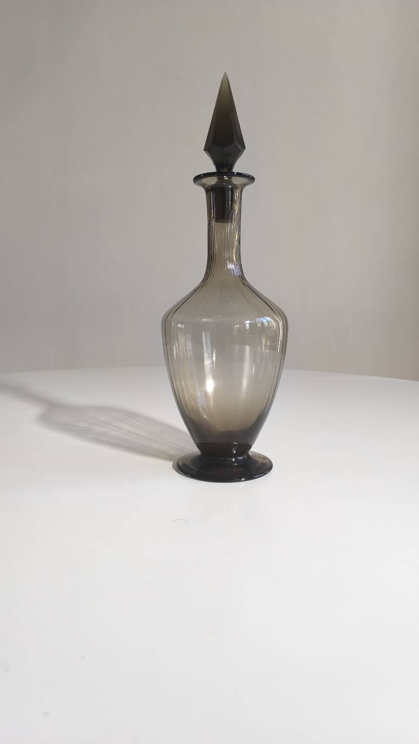 Italian decanter in smoked blown glass 1970