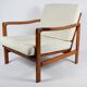 Scandinavian original armchair Baczyk, 1960s, renovation, beige, teak wood