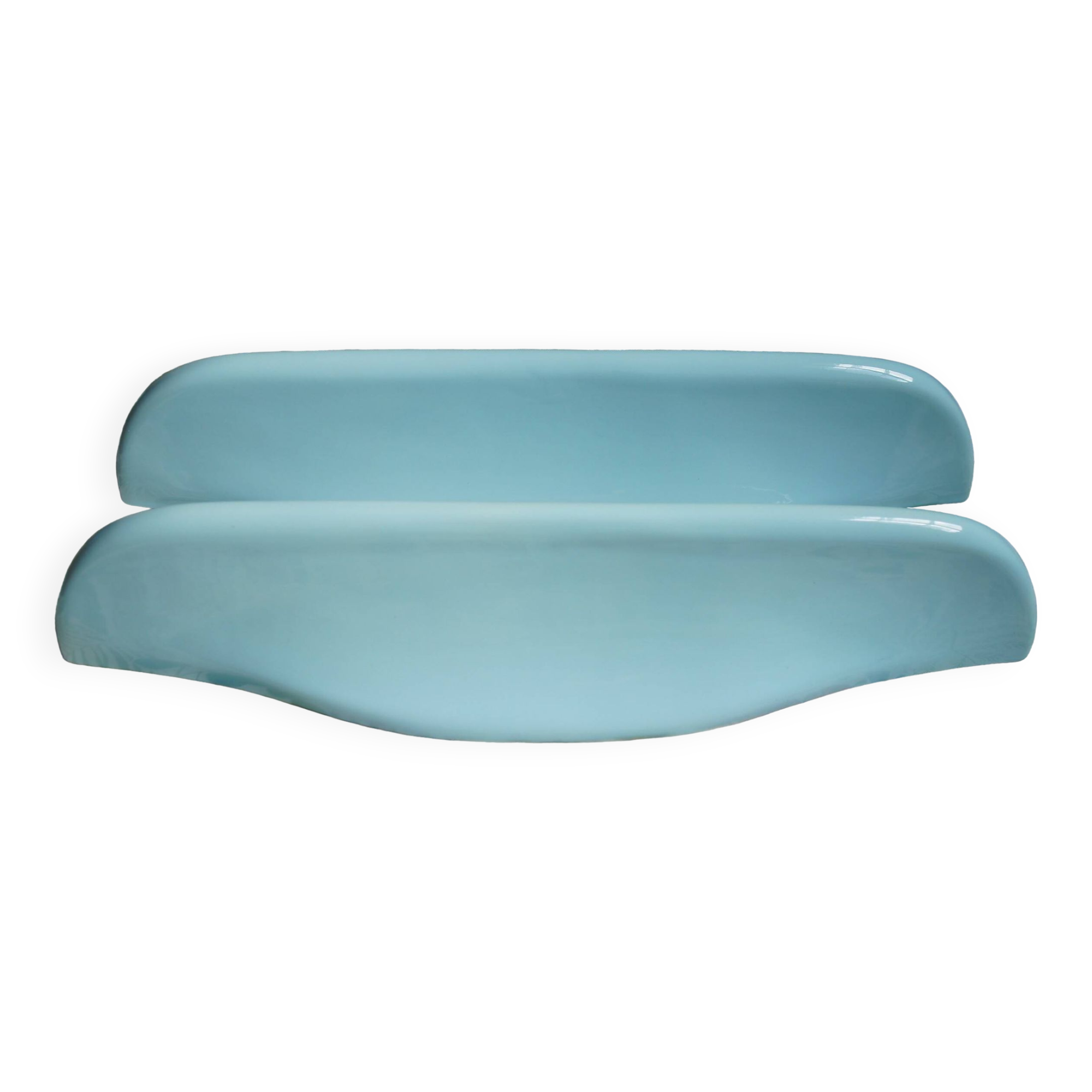Set of 2 blue porcelain shelves, Porcher 1960