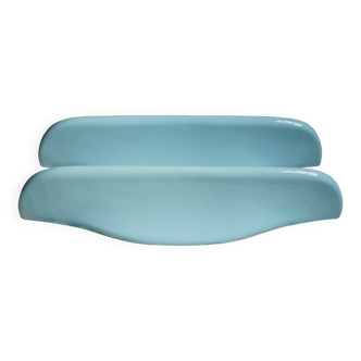 Set of 2 blue porcelain shelves, Porcher 1960