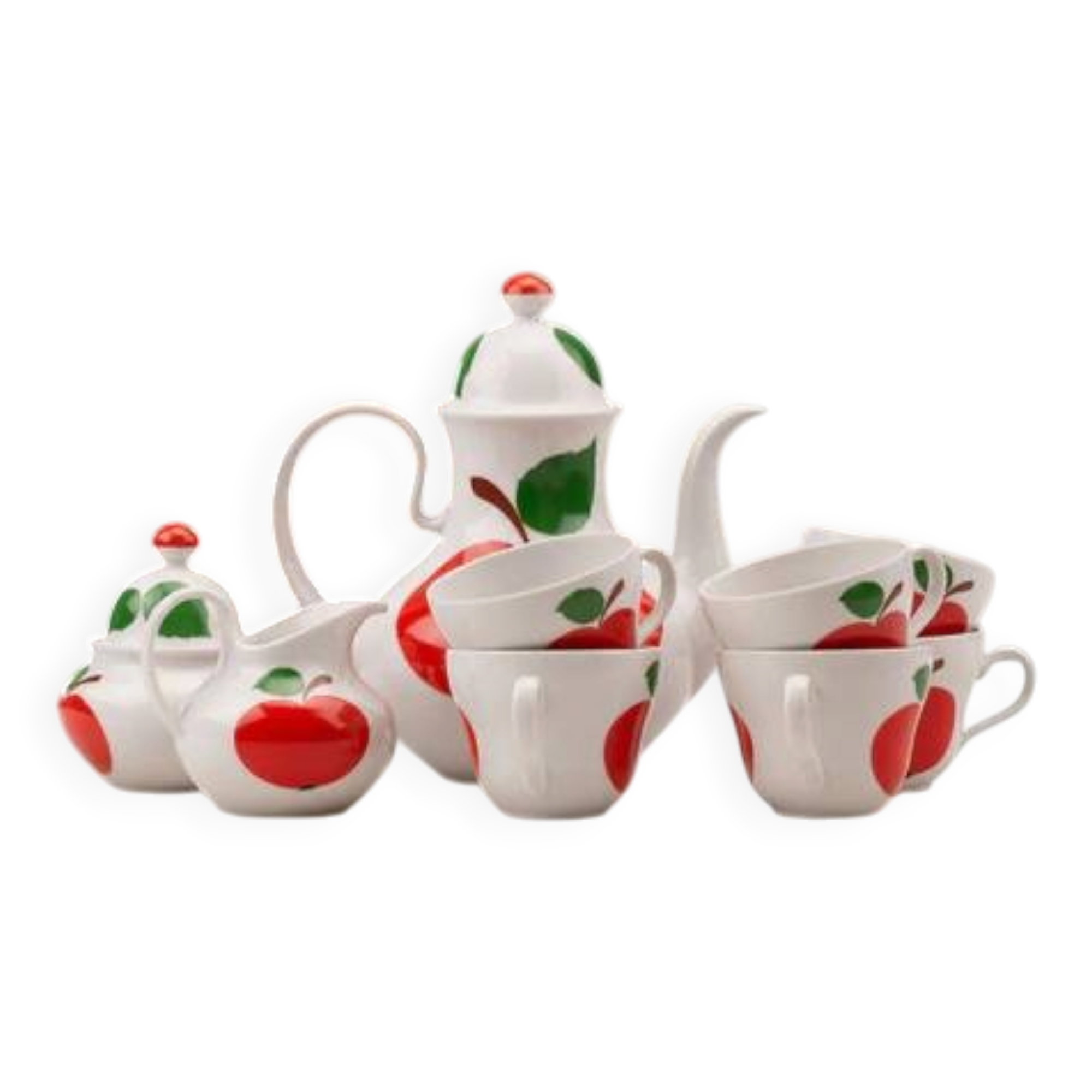 Coffee service in porcelain with red apple Seltmann Weiden
