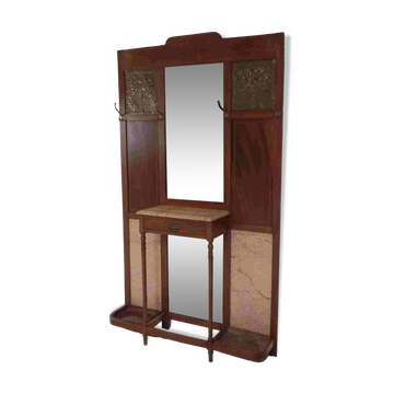 Standing Art Deco wall coat rack with mirrors and marble plates, 1930s