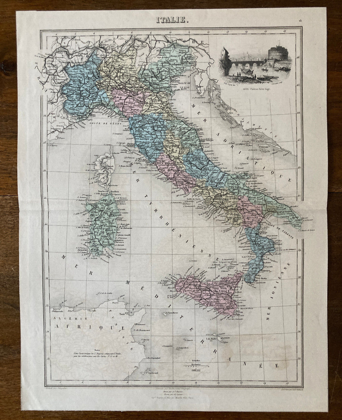 Old map of Italy, late nineteenth