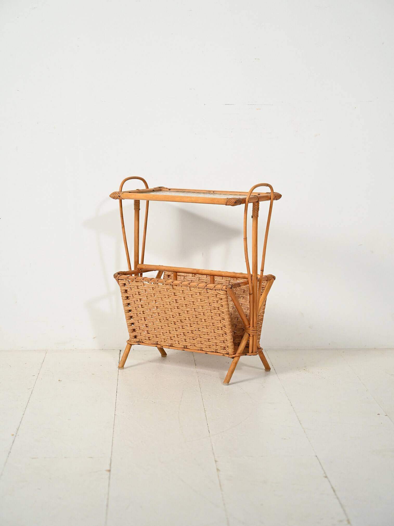 Scandinavian Woven Bamboo Magazine Rack