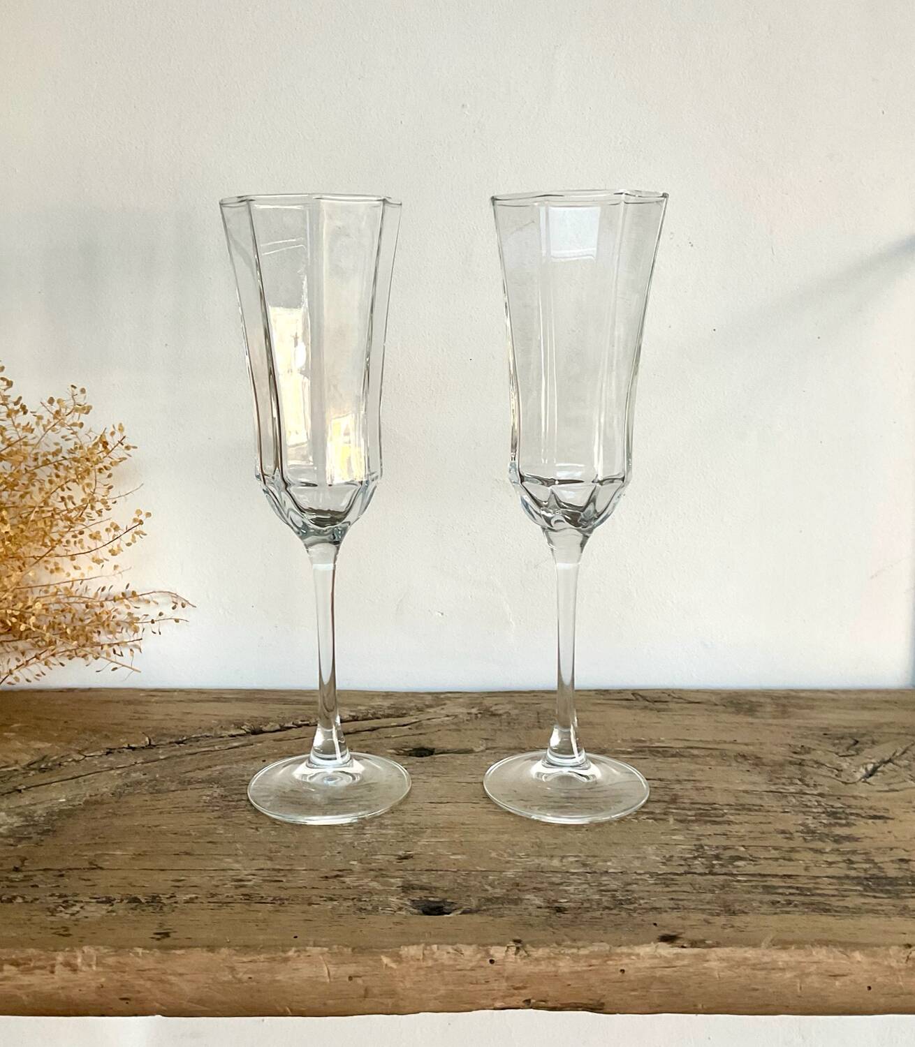 4 flûtes à champagne «octime » LUMINARC France vintage 