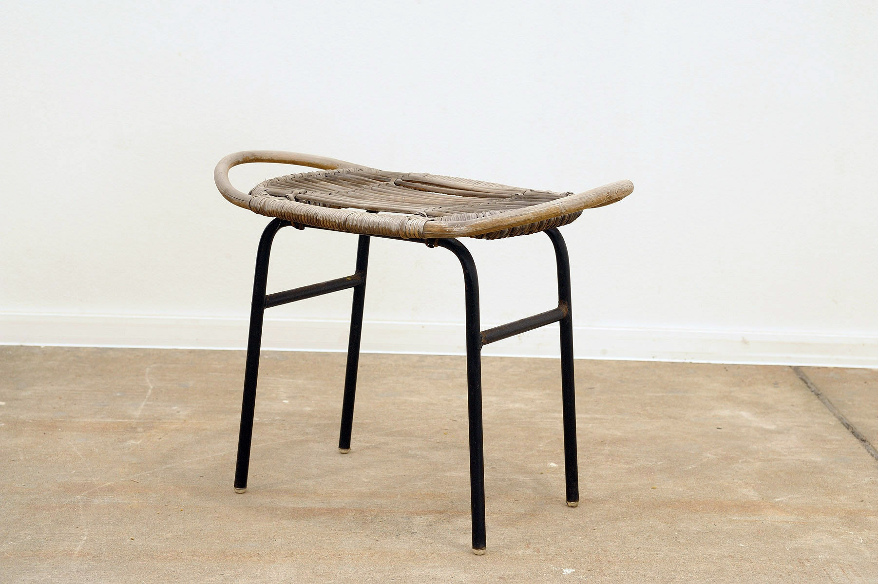Mid century rattan stool by Alan Fuchs for Uluv 1960´s Czechoslovakia