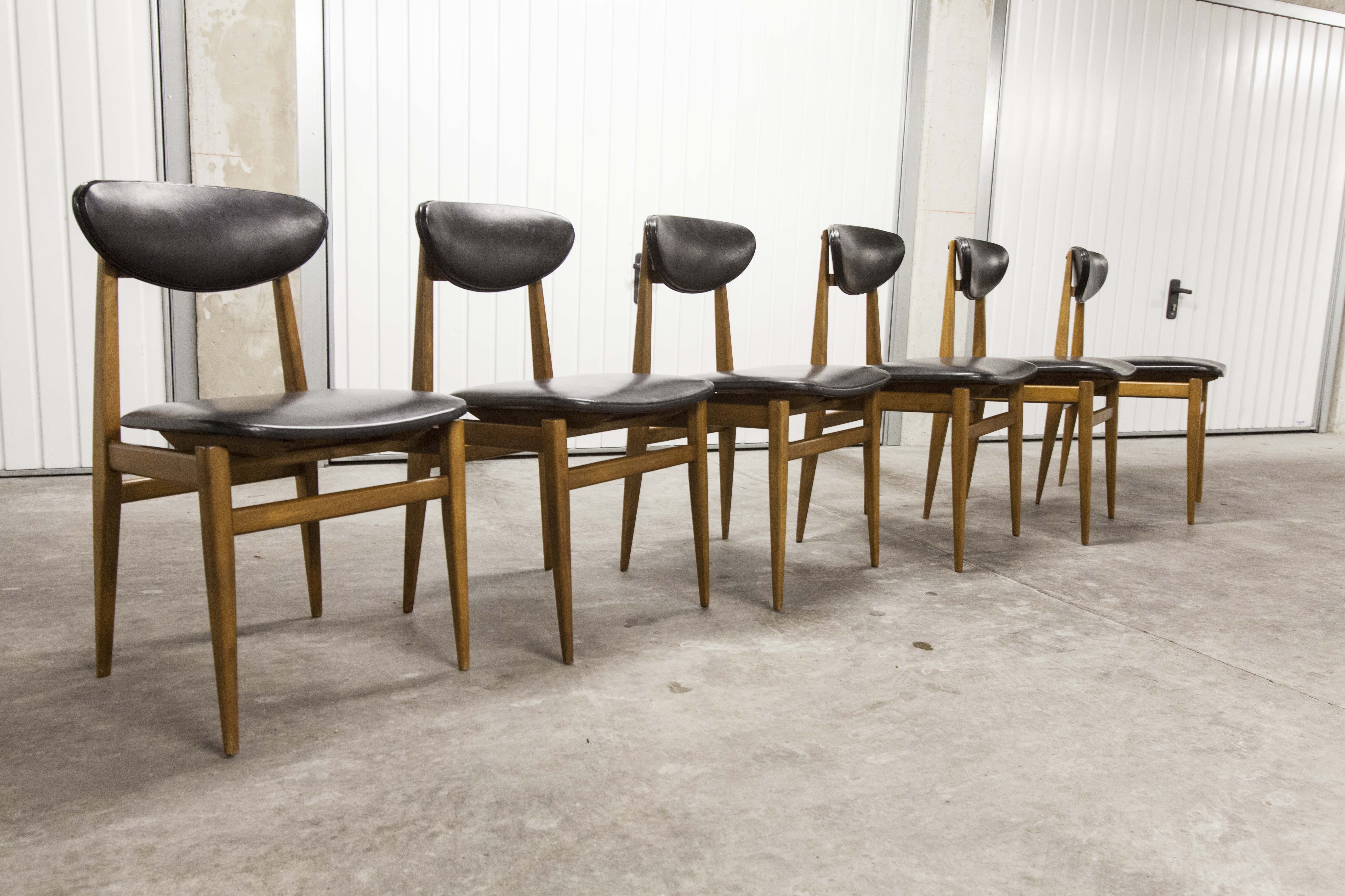6 Teak chairs with oval back
