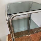 Very beautiful chrome and smoked glass side table